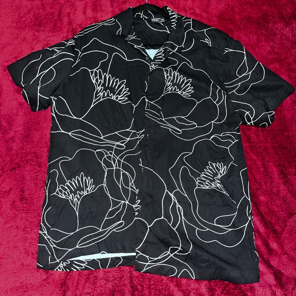 Black and White Floral Button Down Shirt
